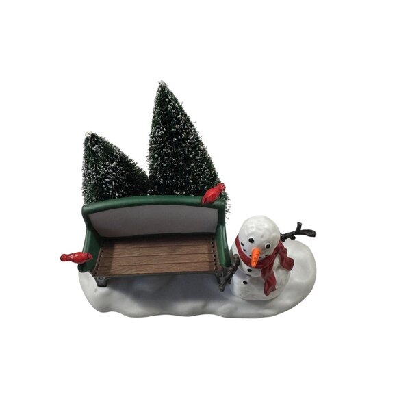 Department 56 Village Park Bench With Snowman & Trees Figurine - Picture 2 of 6